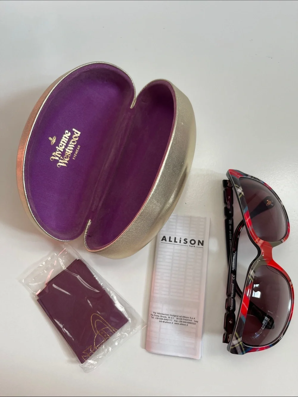 Vivienne Westwood Tartan Plaid Oversized Sunglasses Made in Italy BRAND NEW